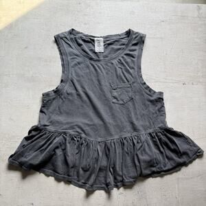 We The Free Continental Peplum Sleeveless Knit Top in Charcoal Medium Distressed